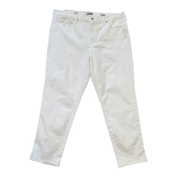 NEW Nine West Gramercy Crop‎ Jeans Bright White Slim Fit Soft Twill Size 16 - Picture 1 of 7